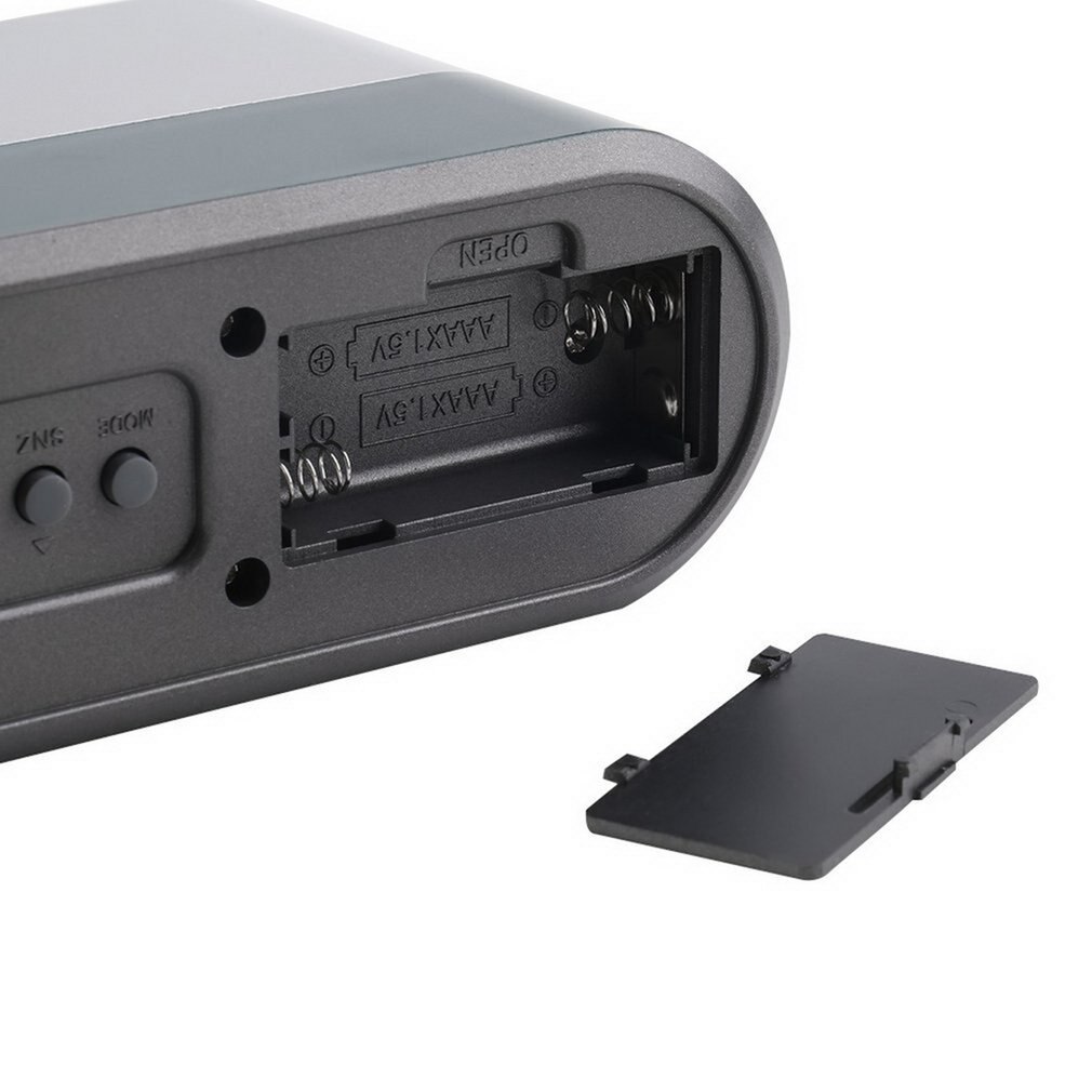 Multifunctional Digital Snooze Alarm Clock with Pen Holder Calendar Temperature Display Grey Color Shippingdiscount