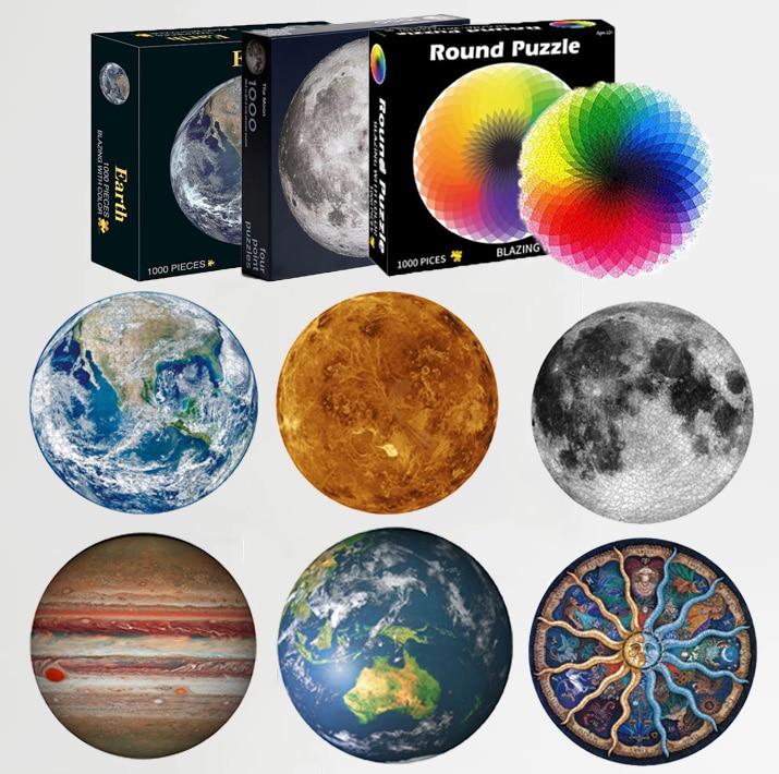 1000Pcs Puzzles Mond planet puzzle 3D Bunte Regenbogen Runde puzzle für erwachsene Kinder DIY Pädagogisches puzzles Spielzeug
