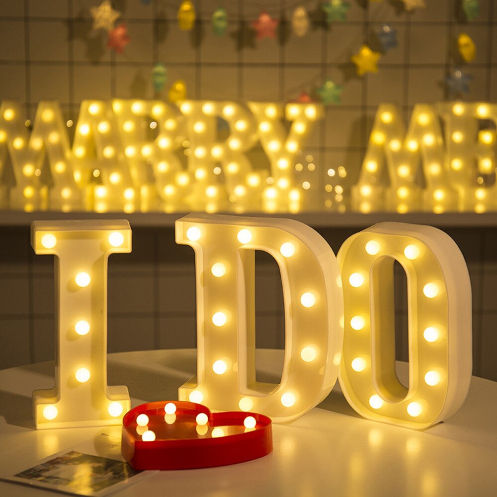 Soft warm glow wall hung or free standing Alphabet Letter Lights LED Light Up White Plastic Letters Standing Hanging A-M &