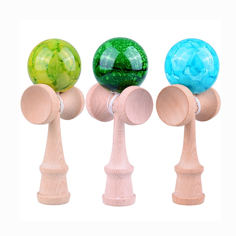 18CM Kendama Balls Marble Color Skillful Juggling Wooden Balls Toys Outdoor Games for Kids Children