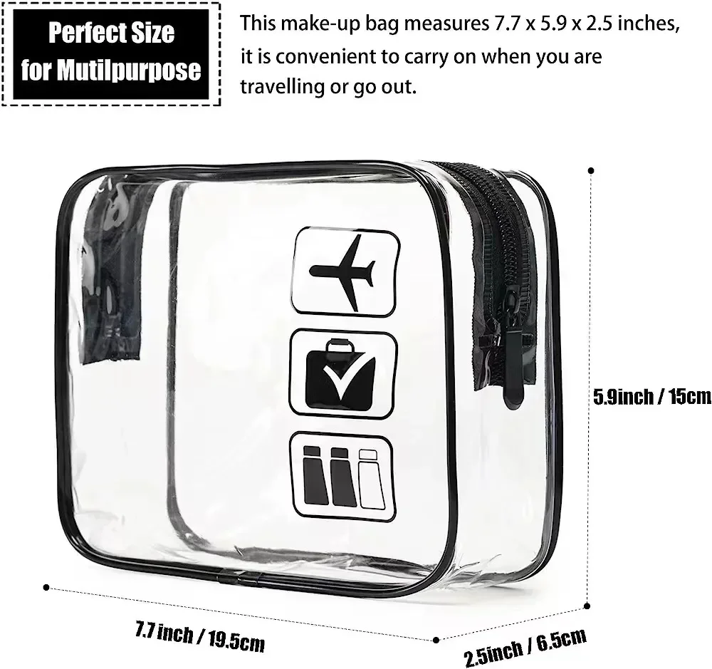 Organizzatori da viaggio in PVC trasparente da donna Custodie da viaggio Custodia da viaggio Spazzolino da denti Asciugamano Bagagli Borsa da Toilette cosmetica: nero