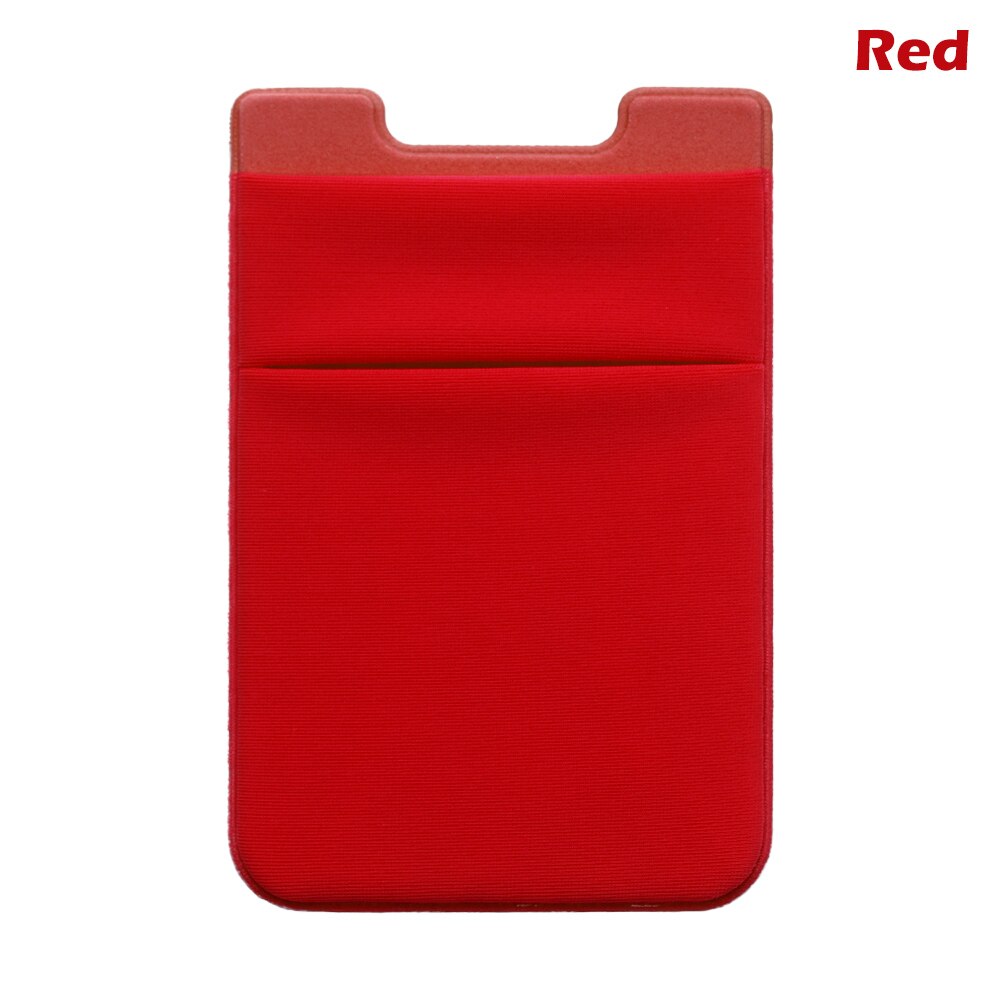 1Pcs Adhesive Sticker Phone Pocket Cell Phone Stick On Card Wallet Stretchy Credit Cards ID Card Holder Pouch Sleeve: Red