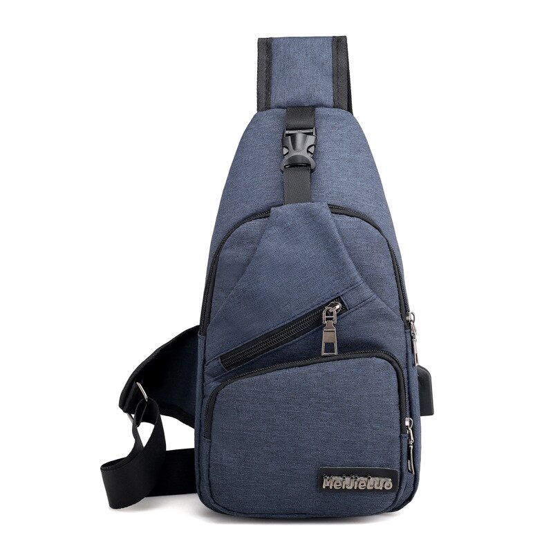 Shoulder Bags For Men USB Charging Crossbody Bag Male Anti Theft Chest Bag School Summer Short Trip Messengers Bag: Blue