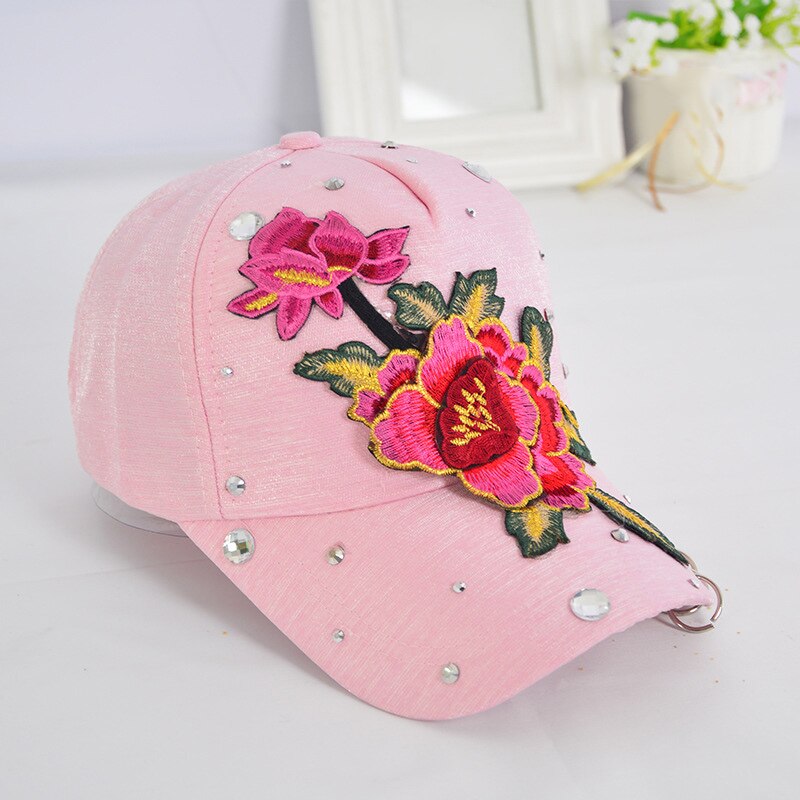 Rose Flower Embroidered Dad Hat Women Men Cute Adjustable Cotton Floral Baseball Cap X85: pink hibiscus