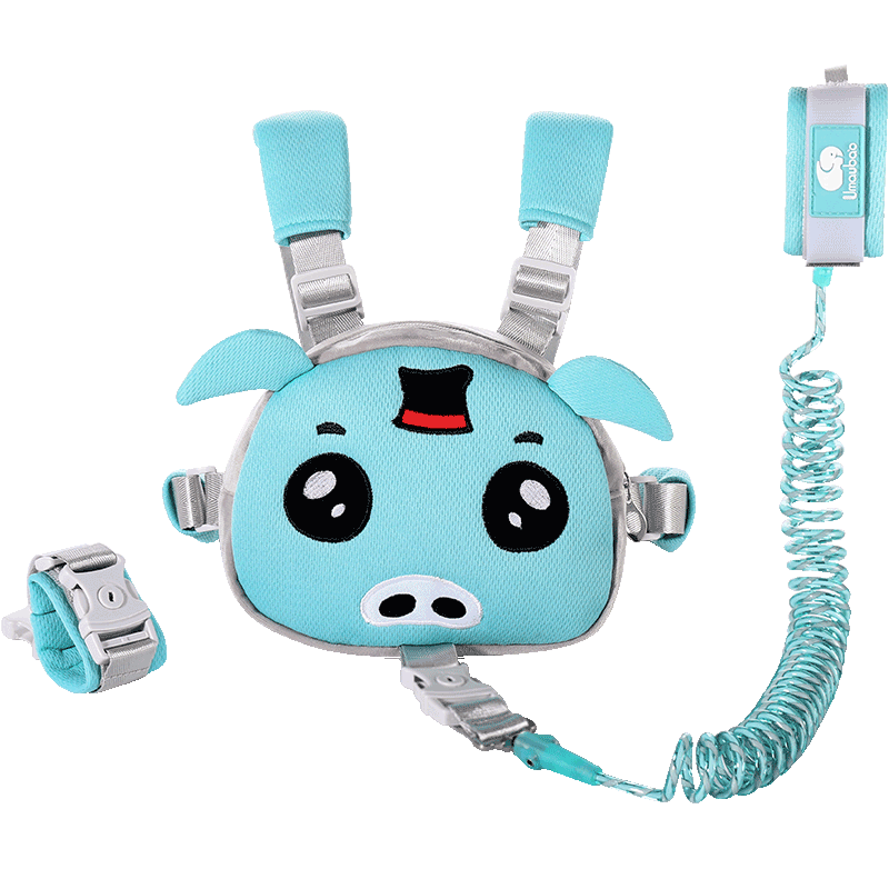 Anti Lost Wrist Link Magnetic Induction Lock Toddler Leash Safety Harness Baby Strap Wristband Children Walking Hand Belt: Blue pig
