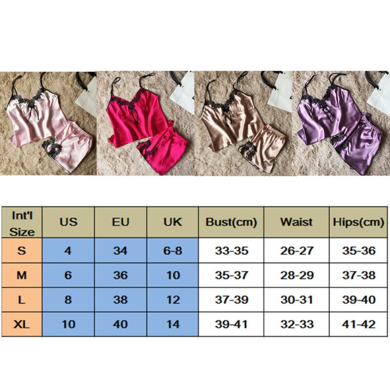 Vrouwen Satijn Zijde Nachtkleding Babydoll Lingerie Nachthemd 2 Pc Set Mode Dames Pyjama Sets