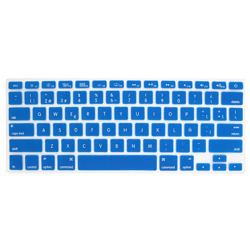 Osłona klawiatury naklejka silikonowa wersja amerykańska język hiszpański list Protector dla Macbook Air 13 Pro 13 15 17 Retina Film: Dark Blue