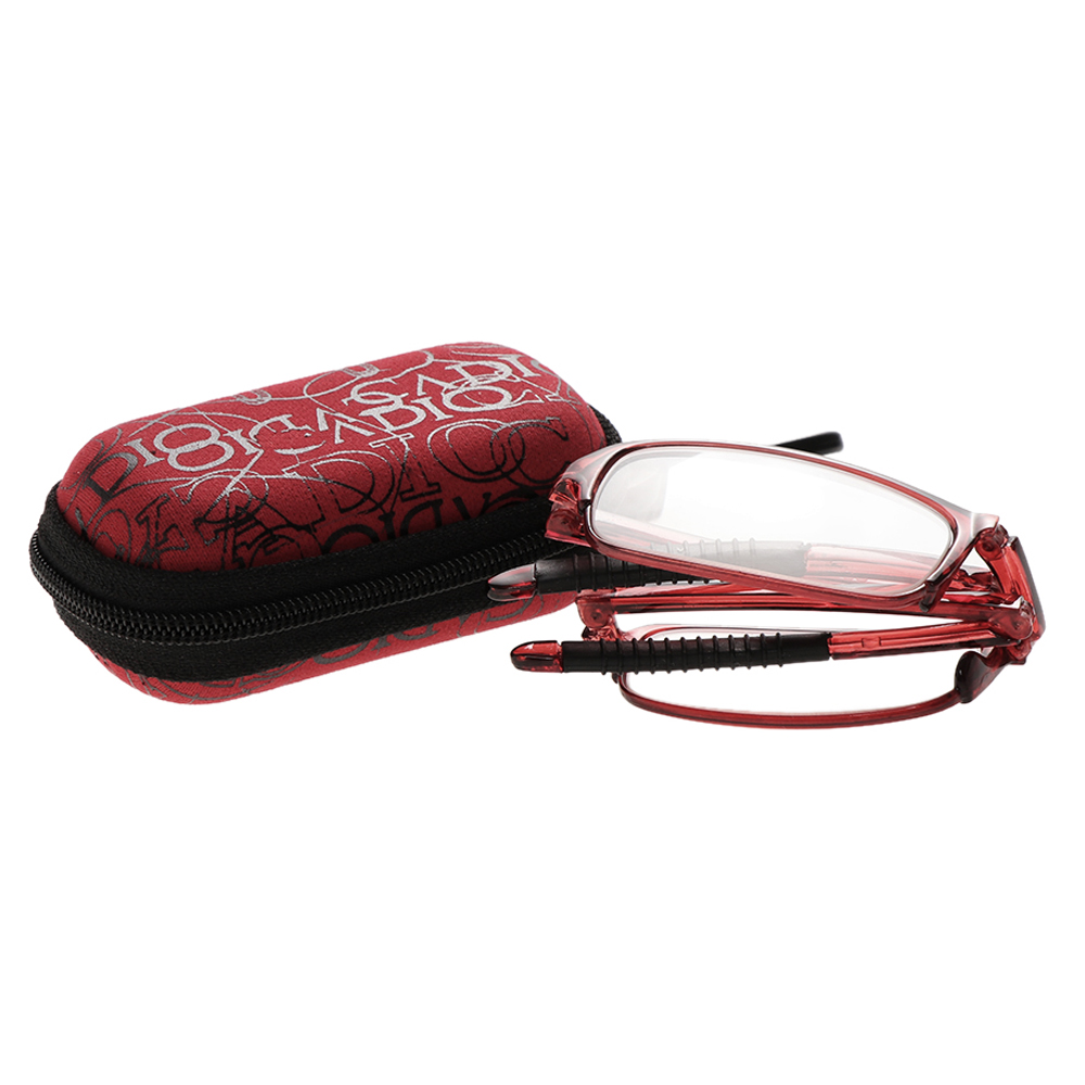 Gafas de lectura plegables con estuche, lentes transparentes TR90 para presbicia, lupa de anteojos, dioptrías + 1,0 ~ + 4,0