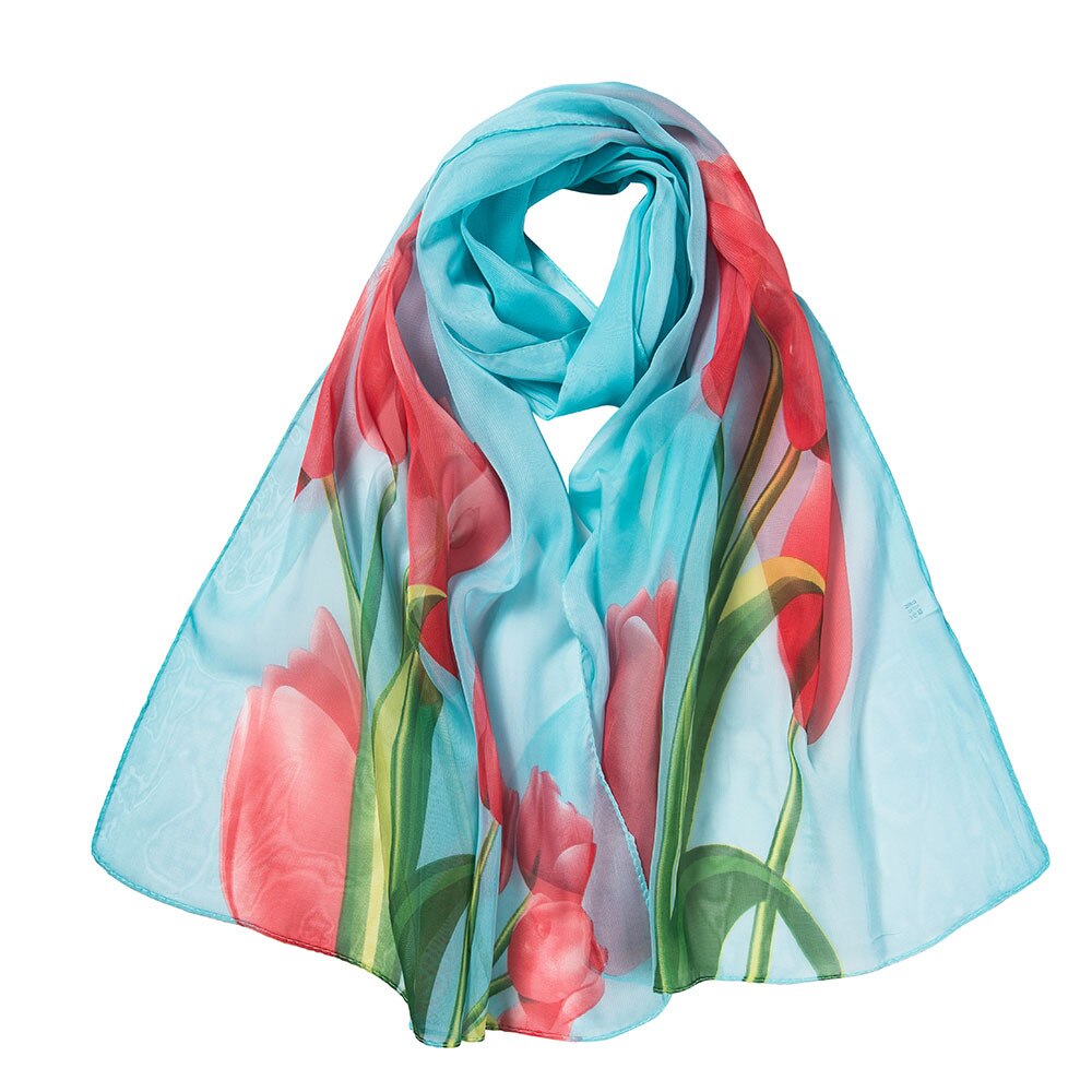SAGACE écharpe femmes en mousseline de soie fleur impression longue enveloppement doux châle foulards dames doux hiver écharpe en soie foulard pour femmes