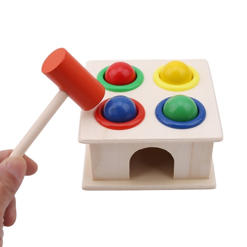 Bébé Beat jouets coloré en bois marteau balle + bois marteau boîte enfants début apprentissage frapper éducatif