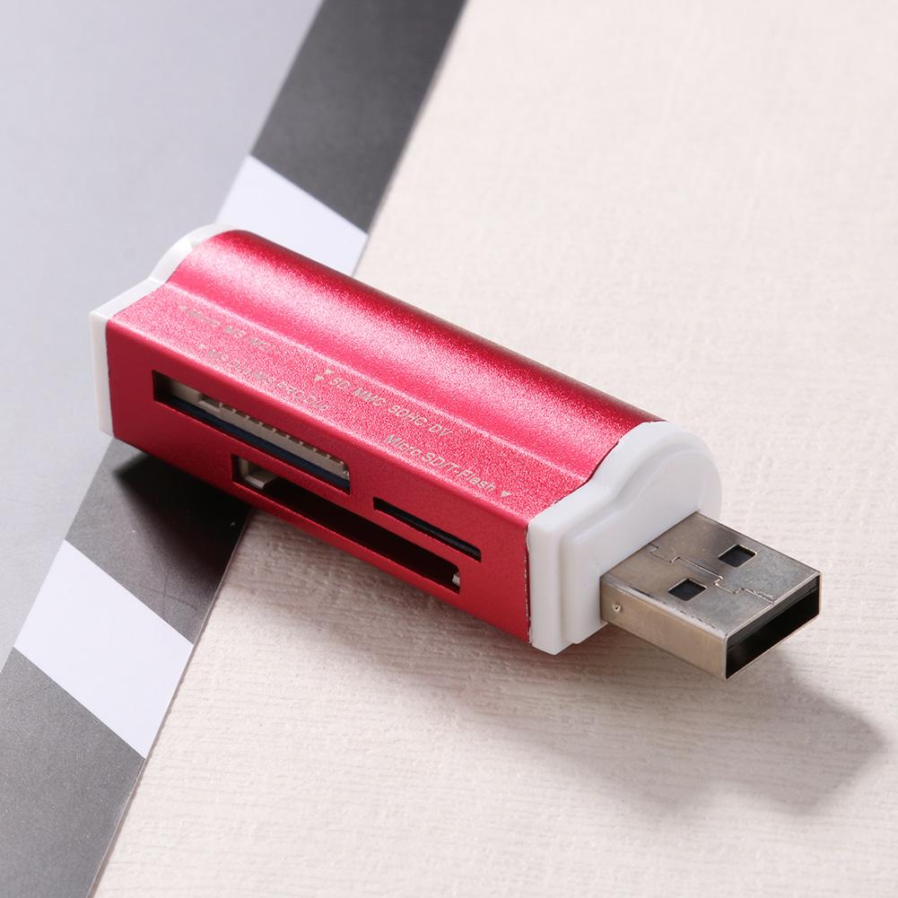 1Pcs USB2.0 4 In 1 Aluminium Multi Memory Card Reader Voor Sd/Sdhc/Mini Sd/mmc/Tf Card Multifunctionele Geheugenkaartlezer