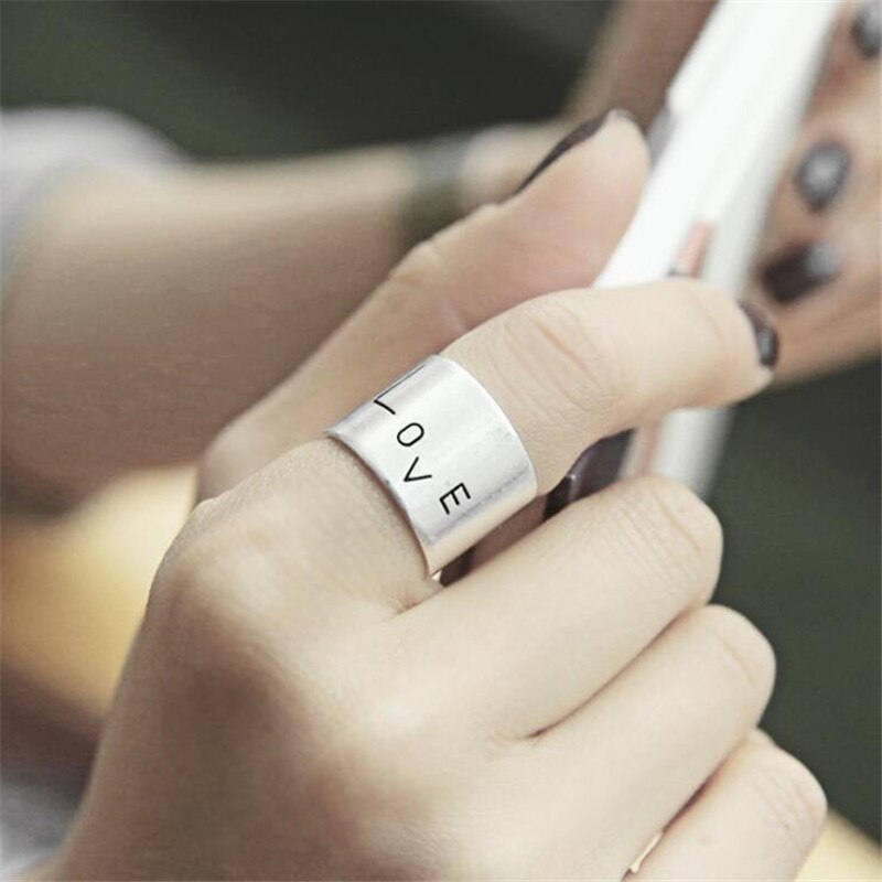 Charmant Open Liefde Brief Ring Voor Vrouwen Vintage Boho Party Ringen Gothic Punk Sieraden Cadeaus Voor Meisjes