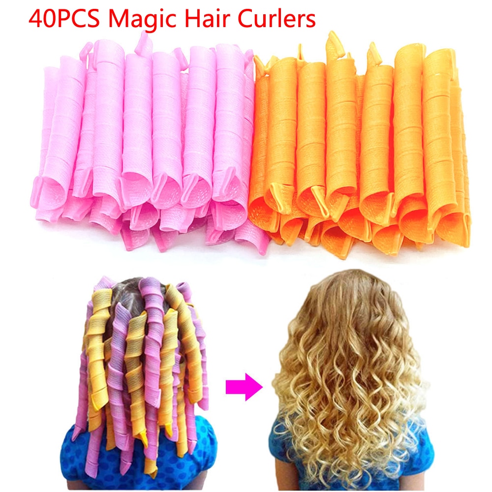 Rulos mágicos para rizos en espiral, Kit de peinado sin calor para cabello largo, 40 piezas (45/50/55cm), la mayoría de los tipos de peinado