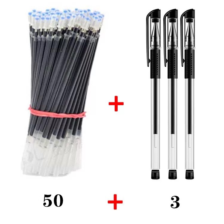 50 units / batch 0.5mm blue gel pens, gel pens and rechargeable stationery, office and school supplies, pencil boxes: Black 53 piece set