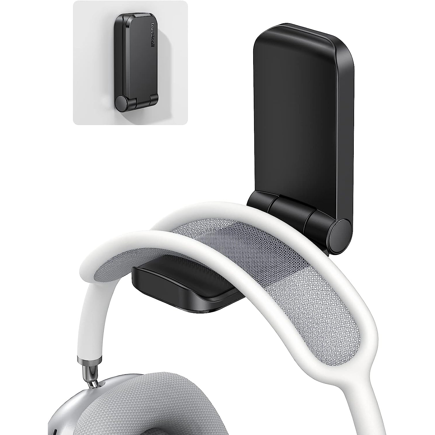 Soporte colgante pequeño para auriculares, gancho plegable, accesorios para juegos de ordenador, adecuado para dormitorio escolar, hogar y oficina, color negro: Nieve