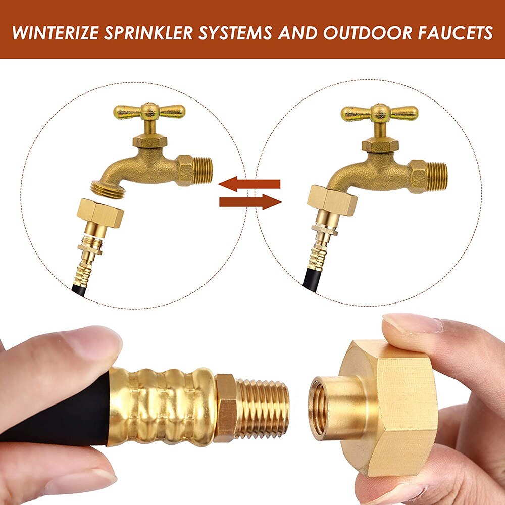 RV Winterizing Kit Sprinkler Blowout Adapter with Valve Water Blow Out Fitting Adapter for Winterize Sprinkler Systems Camper