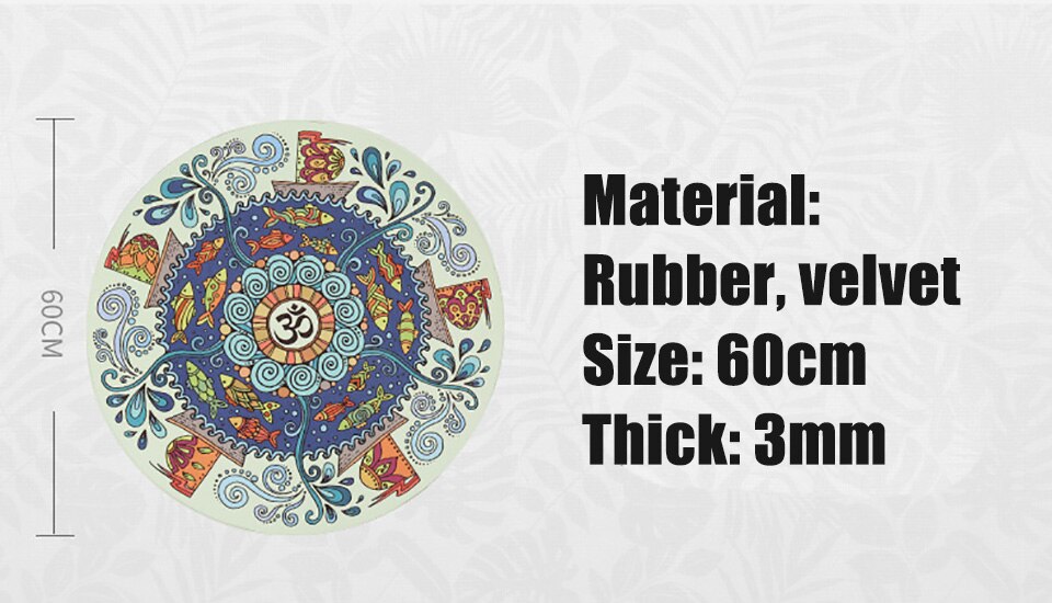 3mm Thick Round Non-slip Natural rubber Mat with Zan Mark Exercise Sport Mat for Fitness Meditation Meditate Carpet