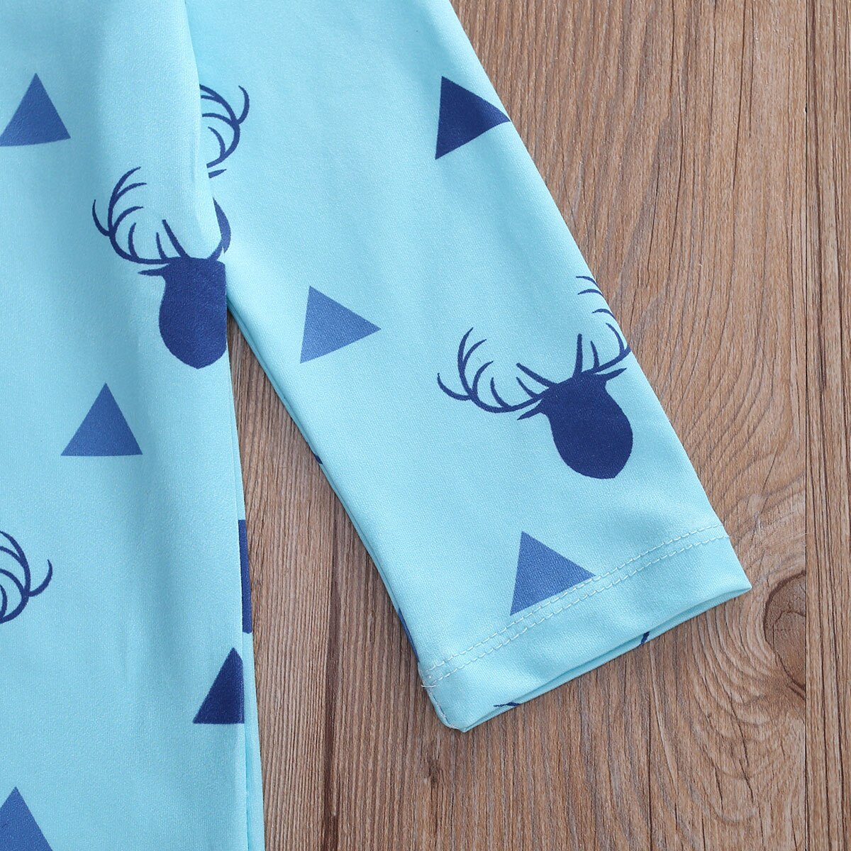 Pudcoco Kleinkind Baby Mädchen Nachtwäsche 2Stck einstellen Blau Langarm Elch Dreieck Druck Schlafsack + Stirnband Neugeborenen 0-6M