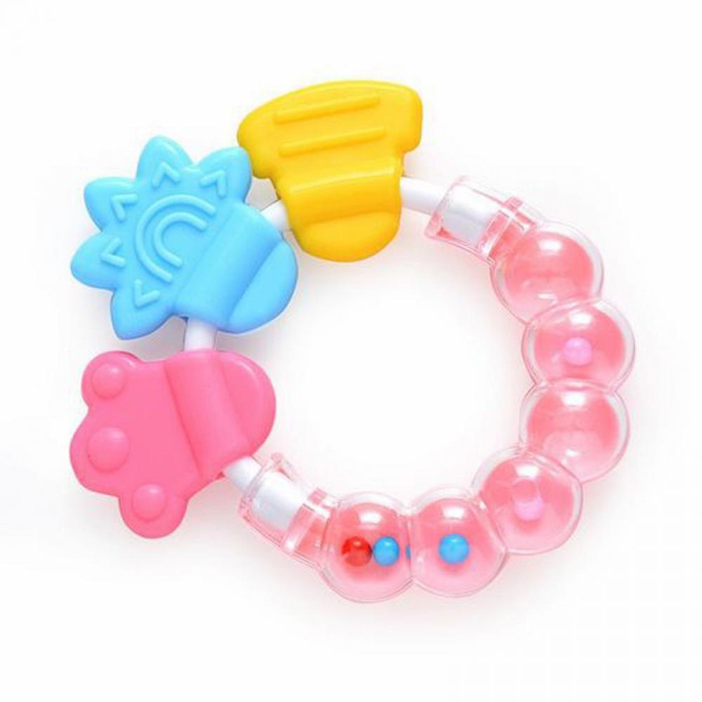 1PC Baby Chewable Rattle Circle Newborn Shower Baby Teethers Baby Teething Molar Sticks Silicone Teethers