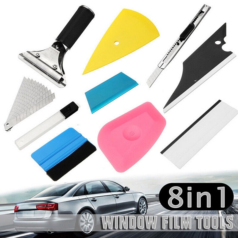 Película de vinilo 8 en 1, espátula para colocación de polarizado, aplicador de raspador, accesorios para coche, Kit de herramienta de tinte de ventana automático para coche