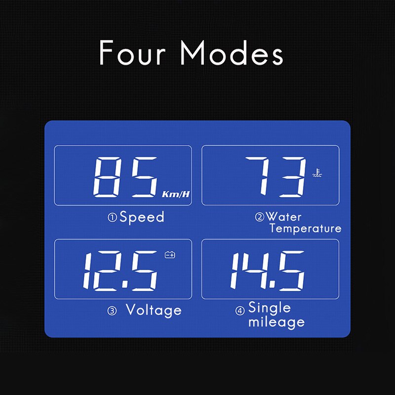 Affichage tête haute HUD de voiture, OBDII, jauge de pare-brise, projecteur, alarme de survitesse, tension, moniteur de température de l'eau, compteur de vitesse