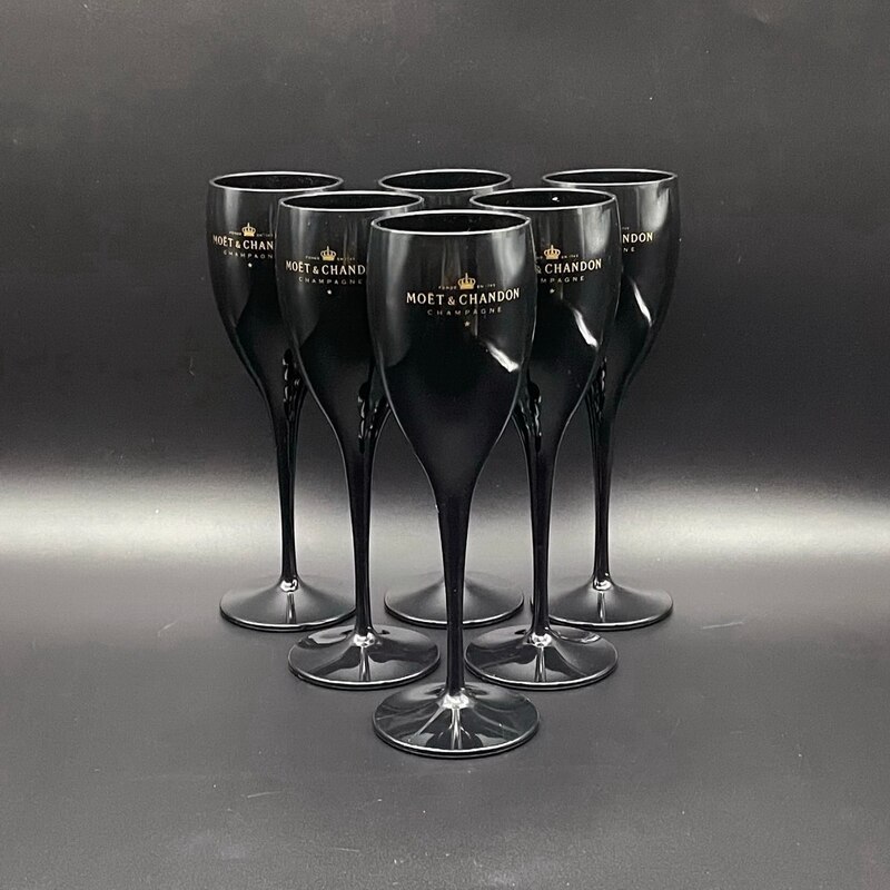 Svart mysterium plast bøtte/glass/brett champagne fløyter parti kjøler sett bar sett tilbehør: 6 stk fløyte