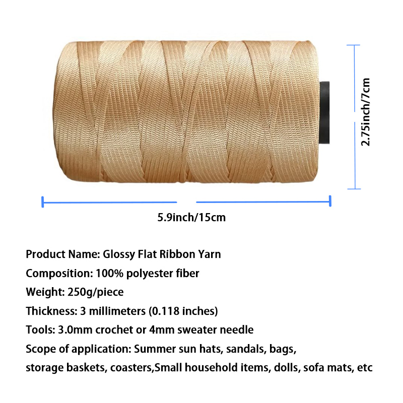 250g summer crochet flat ribbon thread handmade DIY weaving production crochet summer sun hat sandals bag shiny yarn
