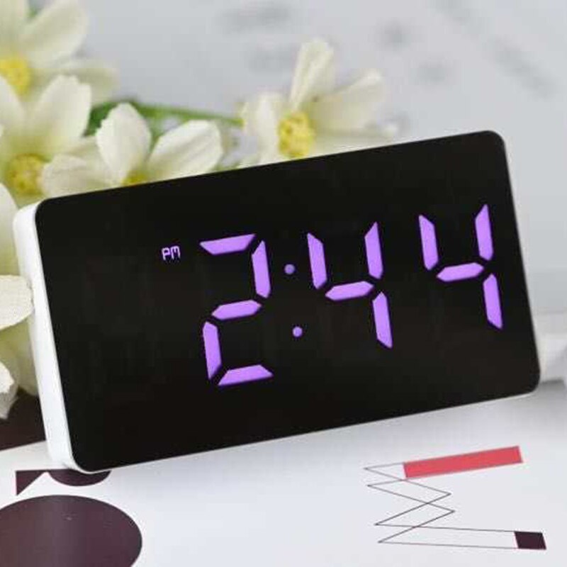 Affichage réveil moderne en plastique | Table multifonction Portable, bureau, décoration de la maison: Pink
