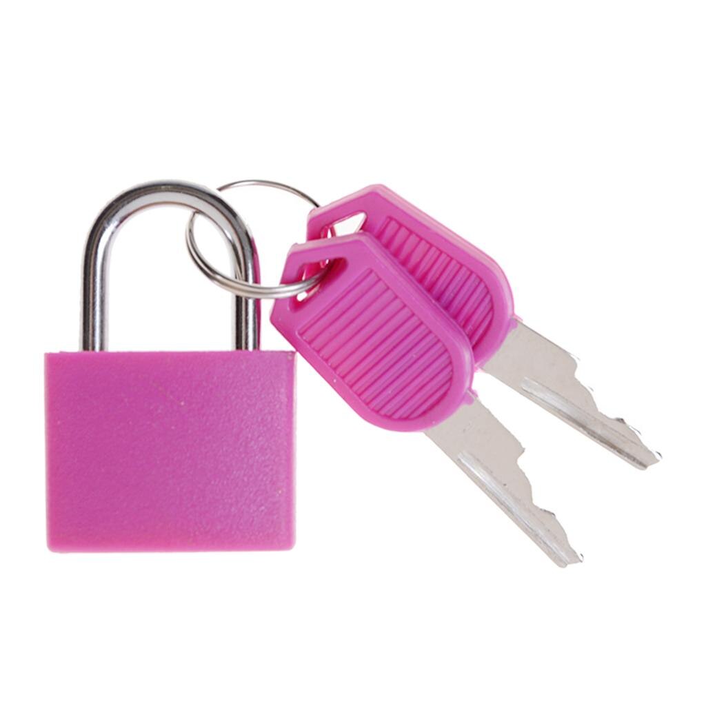 Mini Small Strong Steel Padlock Travel Tiny Suitcase Lock with 2 Keys: Pink