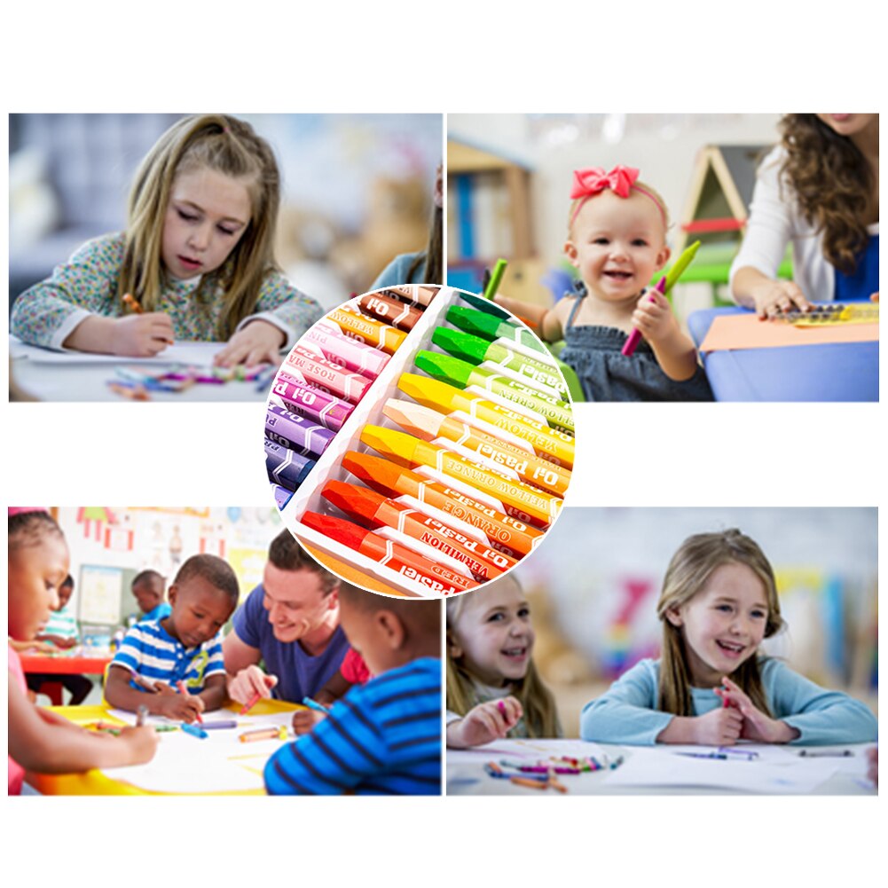 12/24 farben ungiftig Öl Pastelle Öl Weiche Kreide einstellen Mit Holz Kasten Für freundlicher freundlicher Graffiti Malerei Schule kunst Liefert