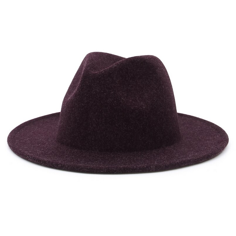 Gemvie bred rand uldblanding knusbar fedora hat til kvinder mand varm efterår vinter panama jazz filt kasket: Klaret