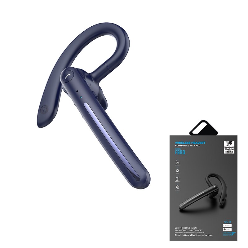 OhrbüGel-Headset Drahtlose Bluetooth-kompatibel Kopfhörer mit Zwei Micphone Lärm abbrechen Reduktion Ohr Handys Mic Volumen Kontrolle: Blau mit Kasten