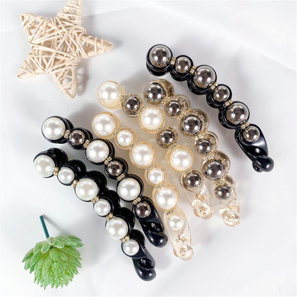 1Pc Parels Haarspelden Haar Clips Sieraden Banaan Clips Hoofddeksels Vrouwen Haarspelden Meisje Paardenstaart Haarspeldjes Haarspelden Accessoires