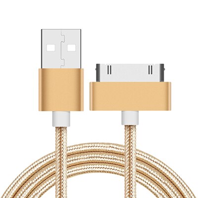 USB Cable Fast Charging for iPhone 4 4s 3GS 3G iPad 1 2 3 iPod Nano touch 30 Pin Original Charger Adapter Data Sync Cord: gold