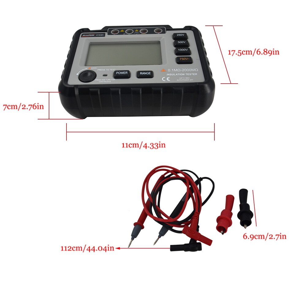 VC60B+ Digital Insulation Resistance Tester 1000V Original Megger MegOhm Meter High Voltage Short Circuit Input Alarm Multimeter