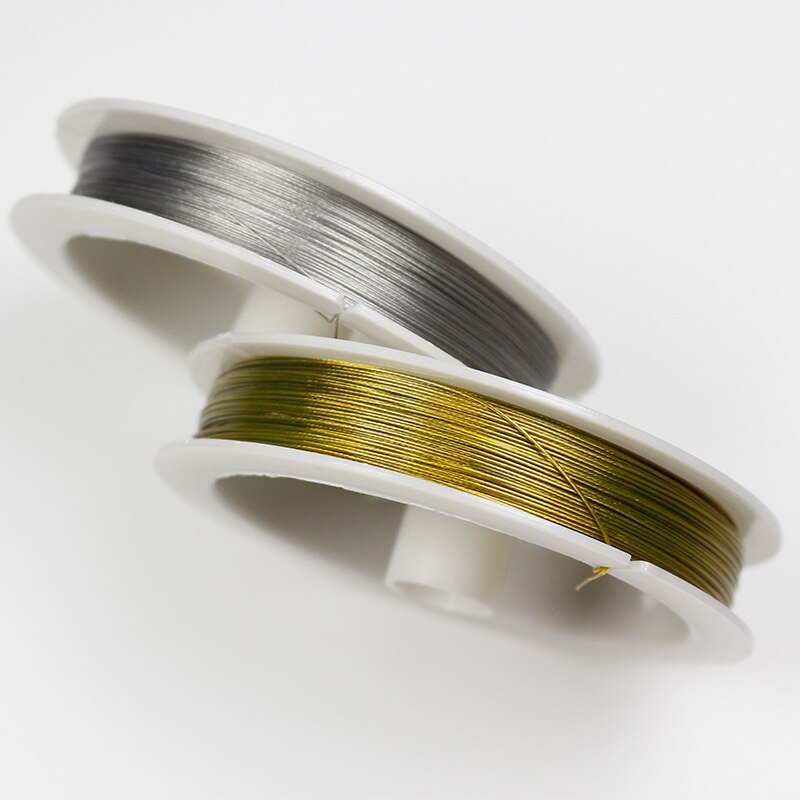 1 rollo de cuerda de alambre de acero/Color dorado 0,3 0,38 0,45 0,5 0,6 0,7 0,8mm, cables de alambre de acero inoxidable, accesorios para fabricación de joyas DIY