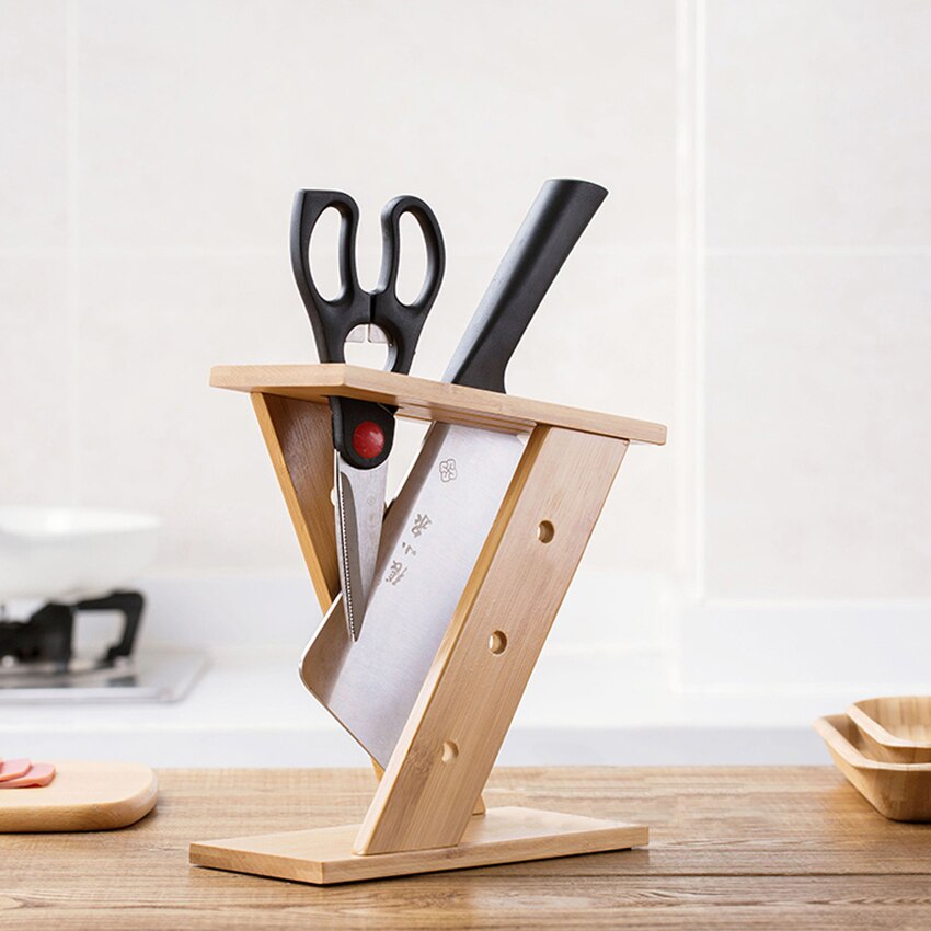 Schaar/Mes Houder Desktop Bamboe Rek Keuken Vier Maten Messen Stevige Opslag Plank Veiligheid Tool Dikker Stands