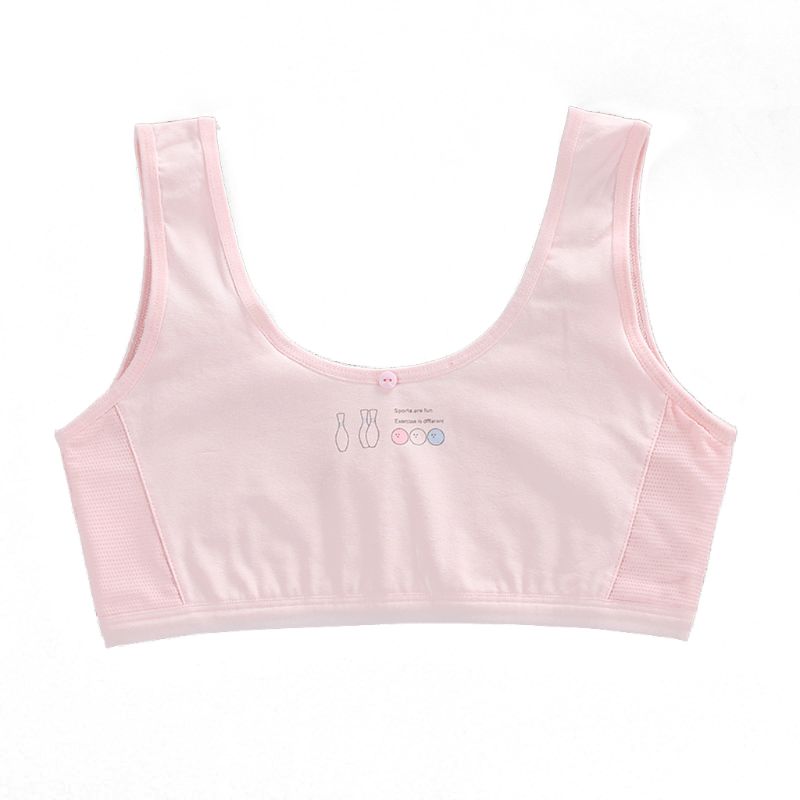 Teen Girl Sports Bra Kids Top Underwear Young Puberty Training Bra For 7-16years: Pink2