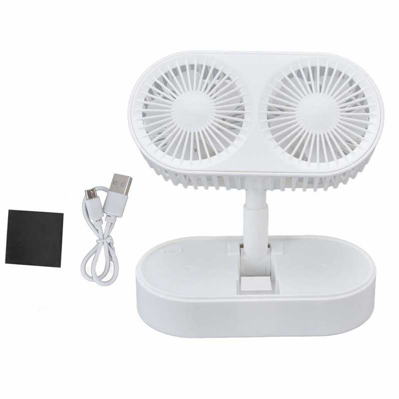 Desktop Fan Angle Adjustable Double Fan Dual Motor for Office for Living Room for Bedroom: double leaf white