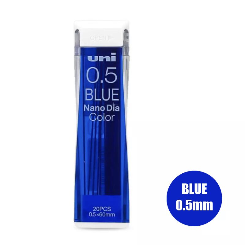 1 lote (20 piezas)-Uni 0,5-202NDC mecánico lápiz de Color Led pintura mecánica especial recargas lápiz estudiante de la Escuela de la Oficina de 8 colores: Blue