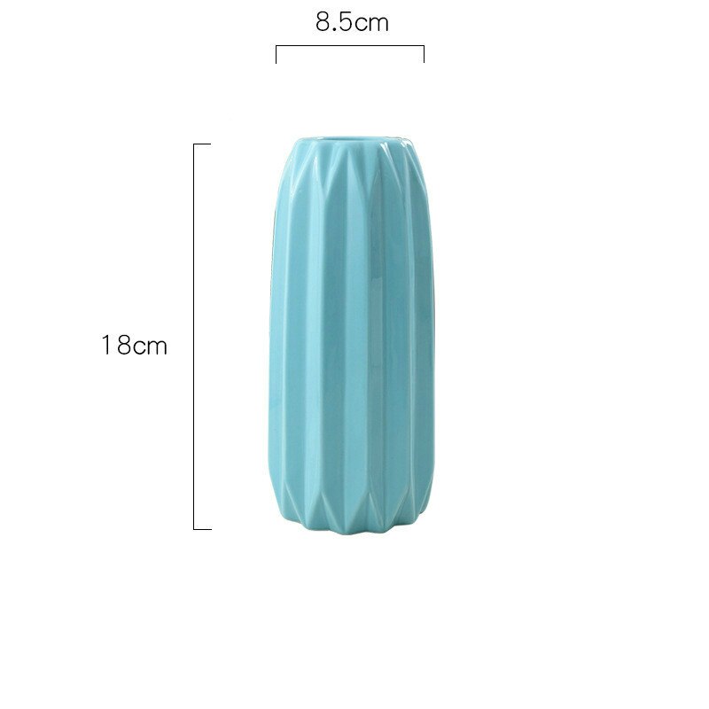 Moderne enkel origami keramikkvase farget pulver grå blå gul hvit store, mellomstore og små blomsteroppsatser: Lys gul