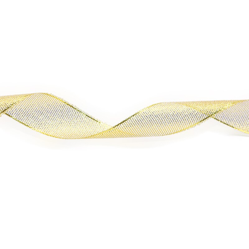 25 yards guld sølv silke satin organza bånd glitter broderede bånd til bryllupskage dekoration gør-det-selv håndværksartikler