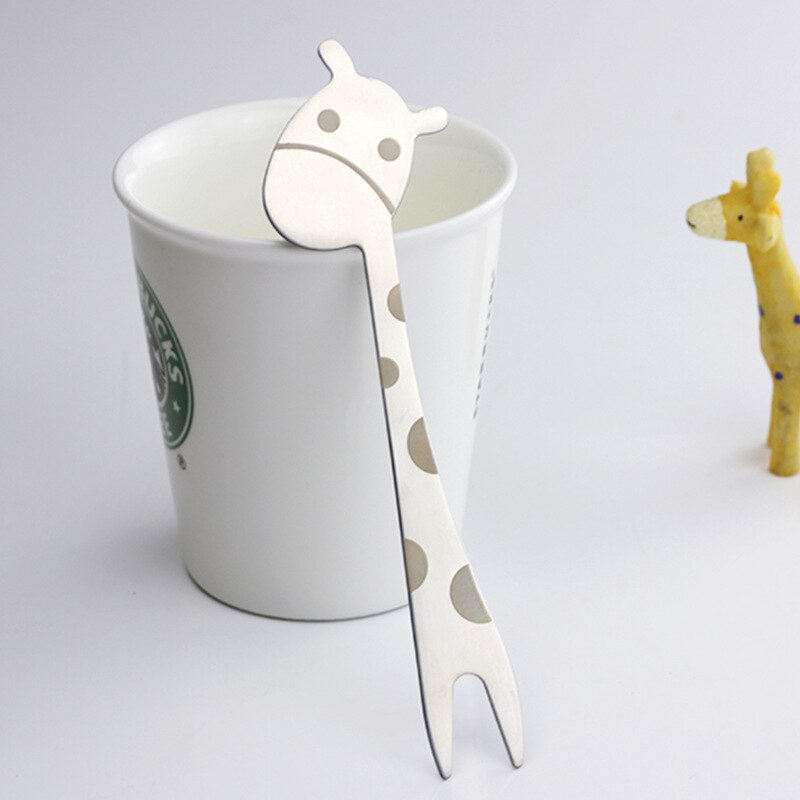 2-10pcs Giraffe Shape Fruit Forks Kitchen Gadgets Food Pick Salad Desert Forks Snack Toothpick Stainless steel Cartoon Tableware