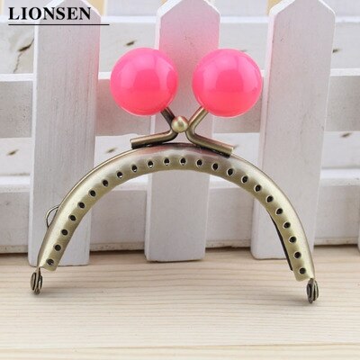 LIONSEN 8.5cm duże koraliki antyczny brąz metalowy uchwyt do torebki do torby sprzęgła akcesoria torebkowe dokonywanie pocałunek blokada zapięcia: Peach Pink