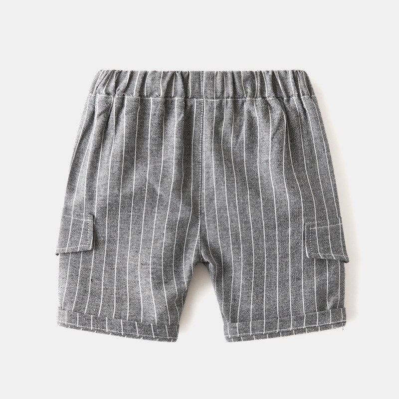 Lille drengs stribe korte bukser sommer børn bomuldsshorts til baby drenge børn strand korte bukser 2-8 år gammel: Grå / 2t