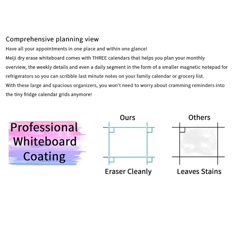 Erasable Magnetic White Board Kit Weekly Monthly Planner Calendar Wall Fridge