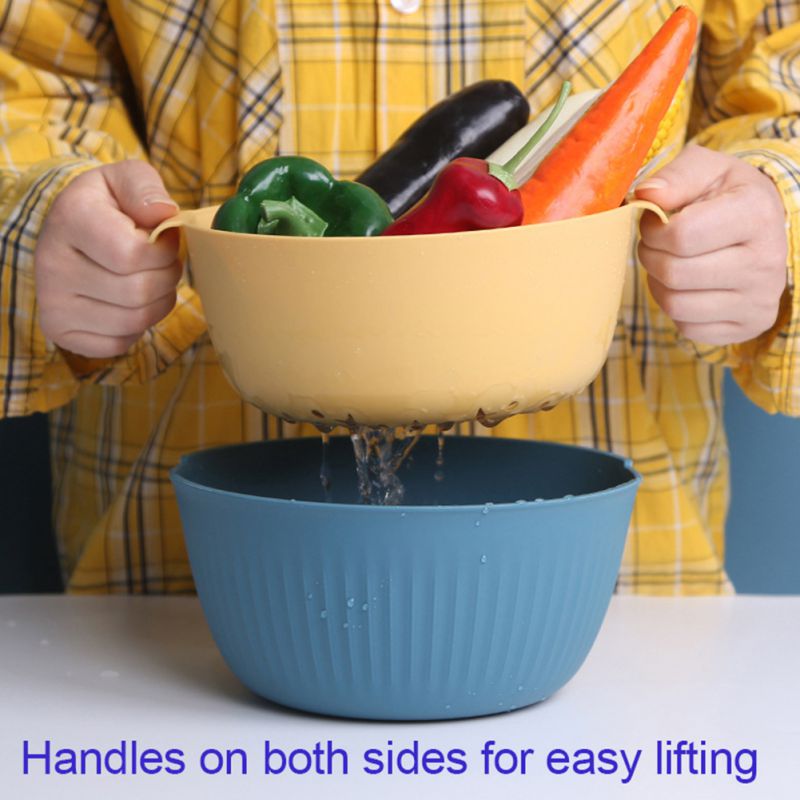Baske Living Room Two-color Draint Kitchen Multifunctional Double-dish Washing Basket Fruit Basket Home Water Filt