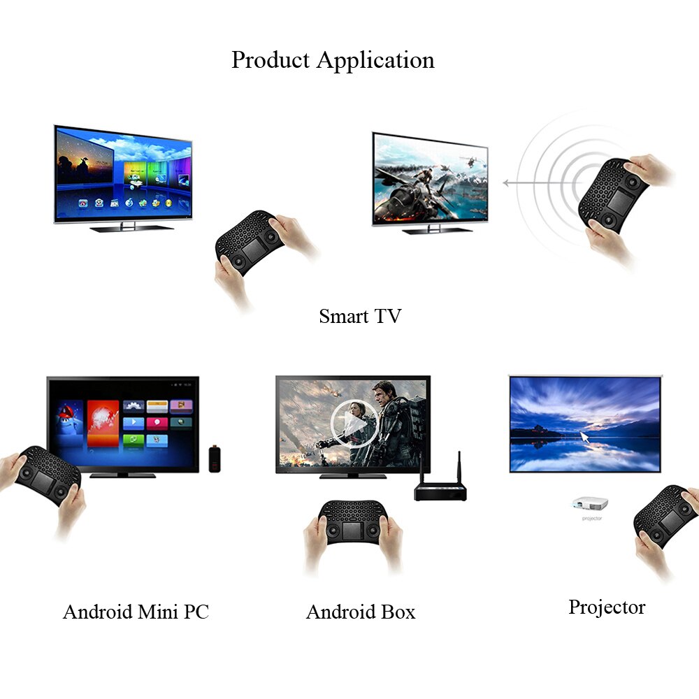 Ultra Mini QWERTY 79 Key Tochpad Remote Control 2.4GHz Wireless Keyboard Air Smart Mouse Mice with USB Receiver for TVbox Laptop
