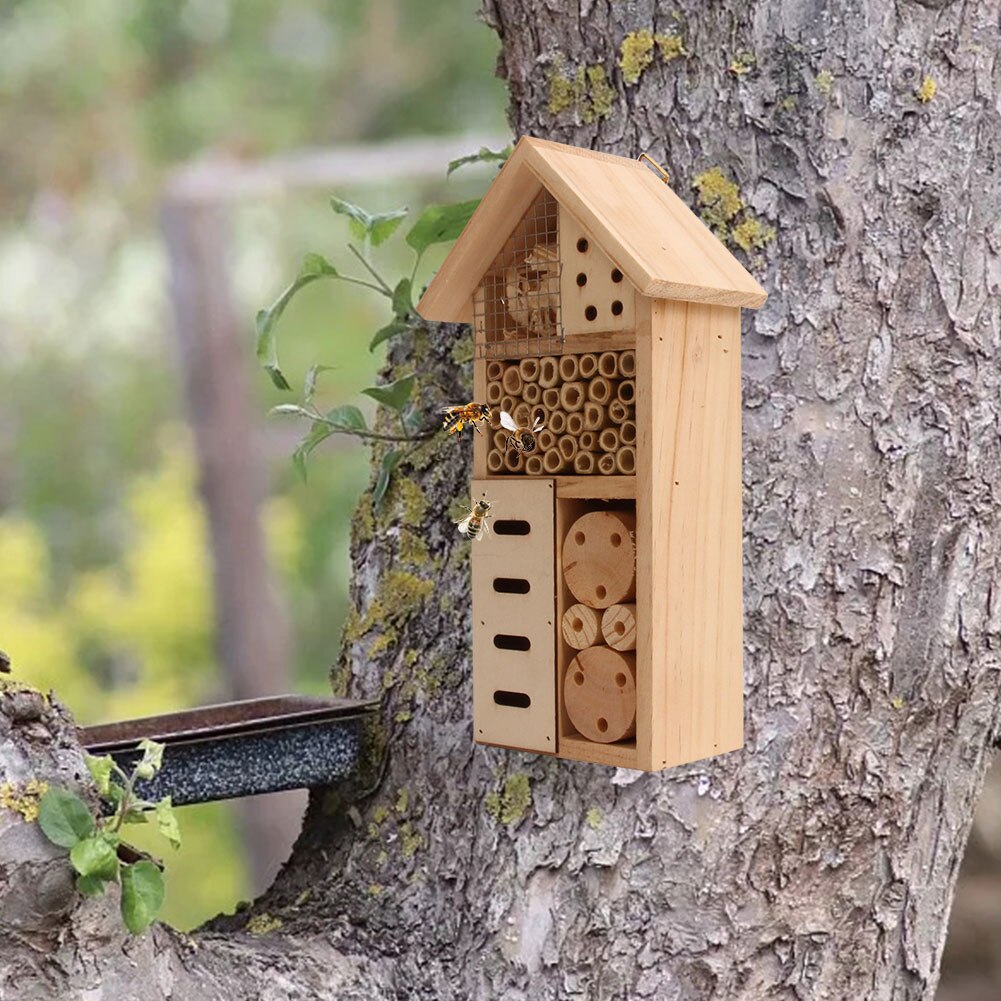 Maison d&#39;insecte en bois, nid naturel, nid d&#39;insecte pour jardin extérieur, cour, papillon d&#39;abeille