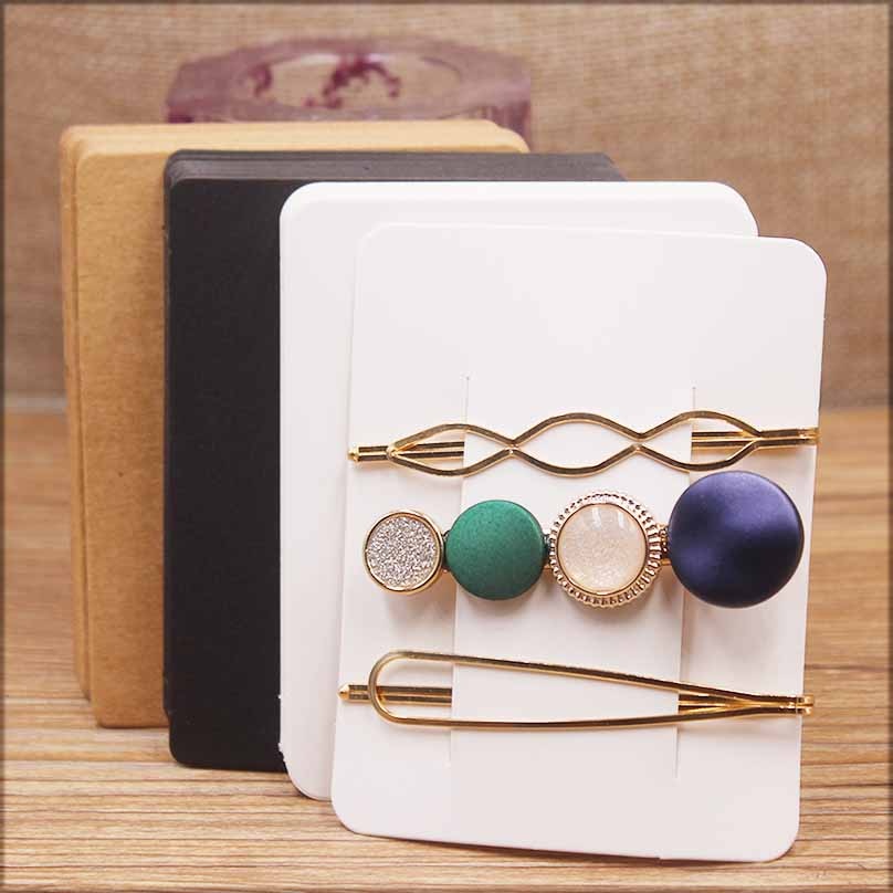 50pc retagular kraft blank color jewelry package hair clip card white paper hairpin display card tag